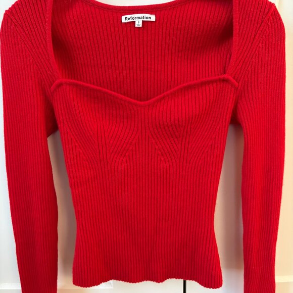 Reformation Red Glenna Cashmere Sweater (Small) - Picture 4 of 5